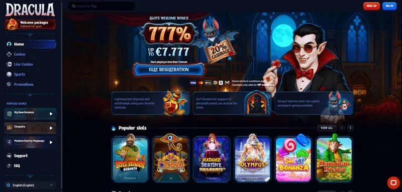 Dracula Casino — Aperçu de la plateforme